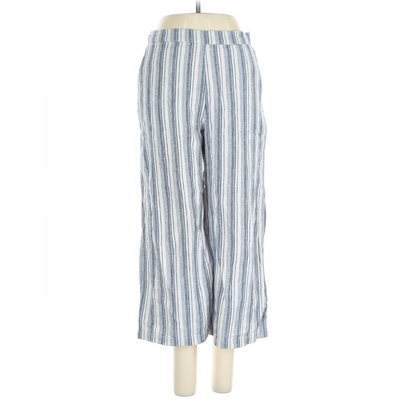 Abercrombie & Fitch Blue and White Striped Wide Leg Pants - Picture 1 of 4